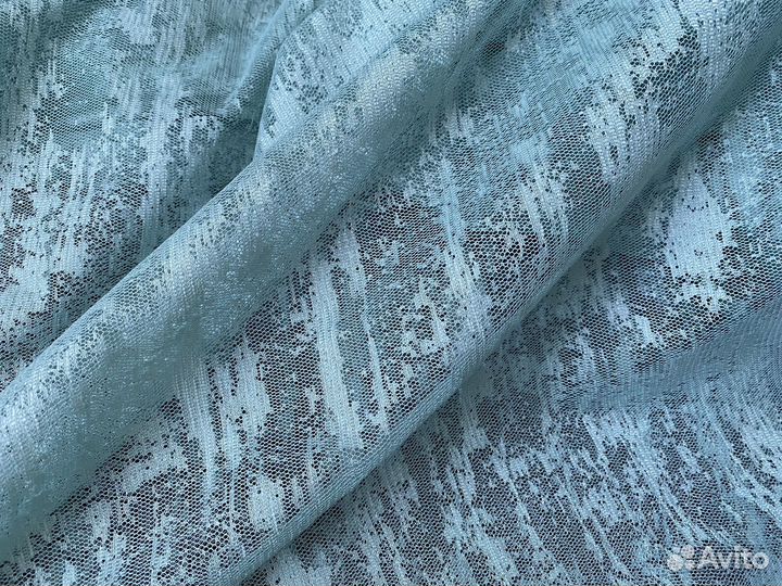 Тюль бирюзовый мрамор 2 шт