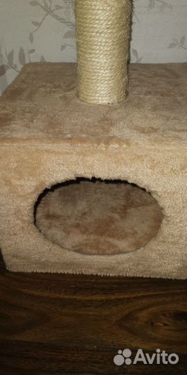 Когтеточка с домиком лежанка для кошки кота