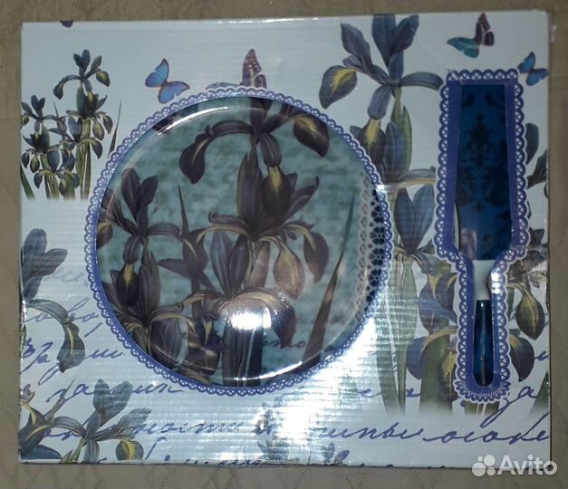 Набор блюдо для торта с лопаткой новый