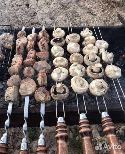 Шампура из нержавейки с деревянной ручкой