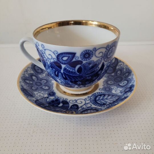 Чайная пара фарфор лфз Синяя птица