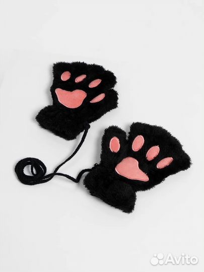 Перчатки - митенки кошачьи лапки без пальцев