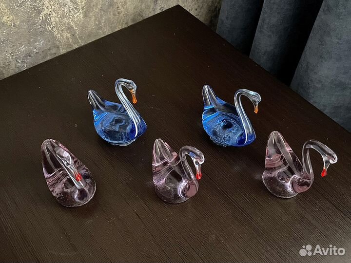 Хрустальный гуси лебеди 5 штук коллекционирование