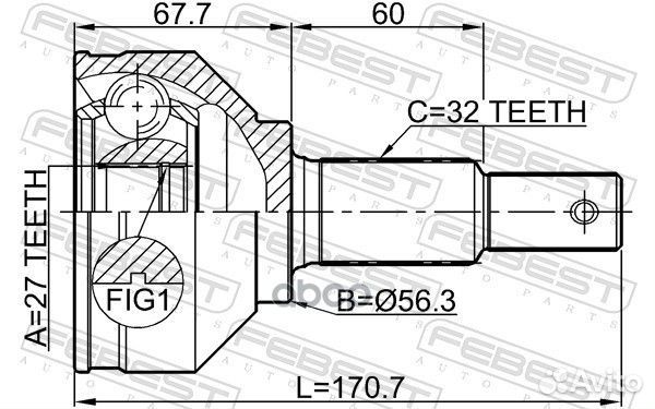 ШРУС внешний nissan teana RUS make J32R