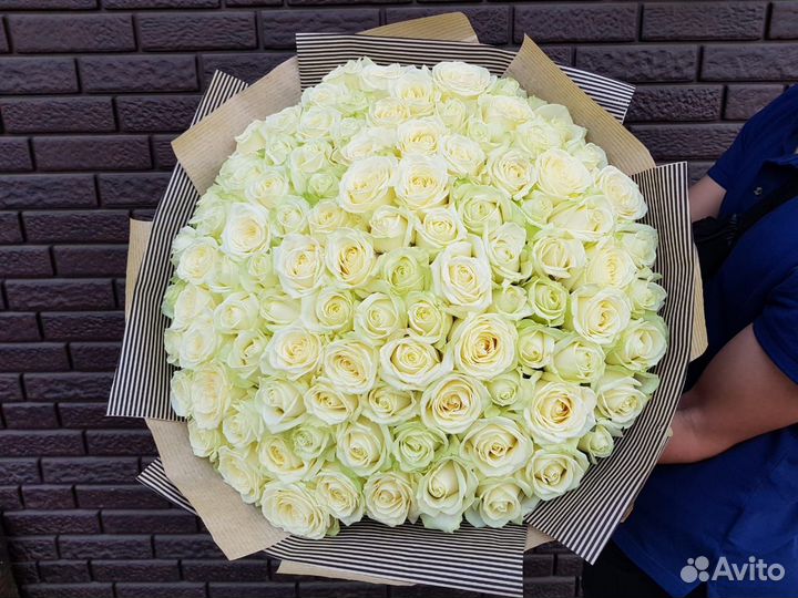 Букет 101 белая роза Цветы Иркутск