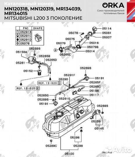 Бак Mitsubishi L200 3 поколение