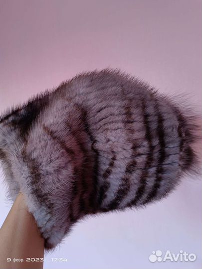 Шапка норковая вязаная женская