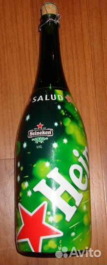 Бутылка пустая от пива.Винтаж.Heineken Salute.1.5
