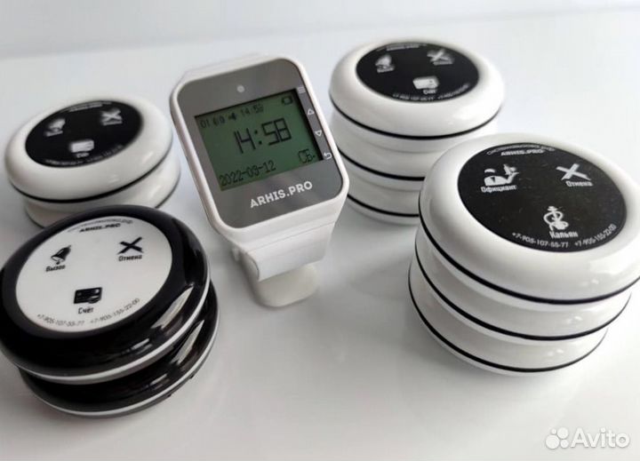 Кнопка вызова персонала-официанта-кальянщика, часы