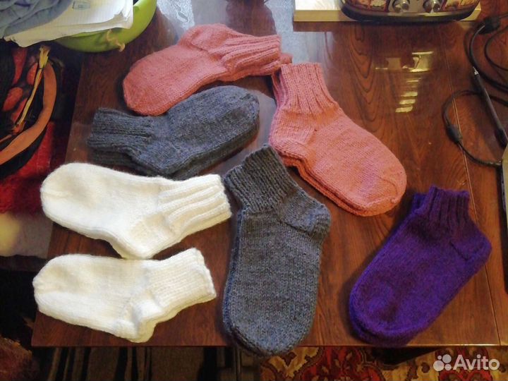 Носки шерстяные вязаные в ручную