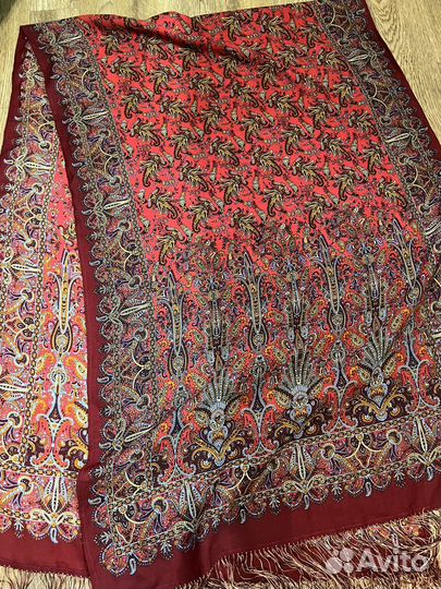 Павлопосадский палантин, шерсть, 70*200