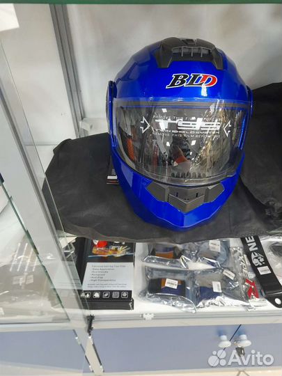Мото шлем модуляр мотошлем BLD синий защита DOT