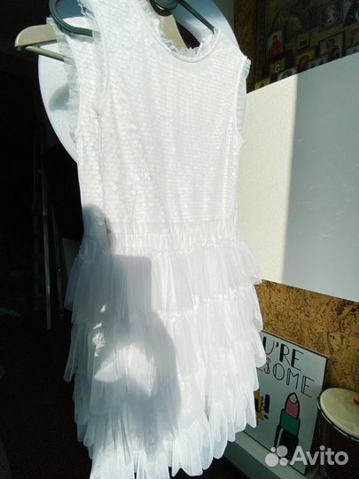 Платье белое для девочки, дочерей, погодок, 2 шт