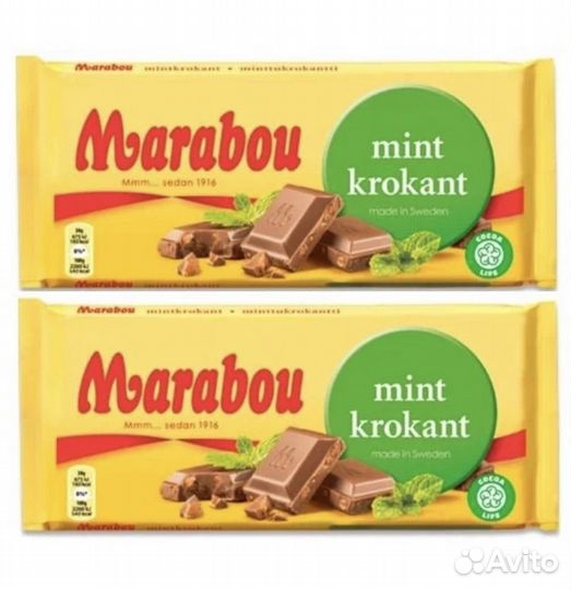 Молочный шоколад с мятой Marabou Mint Krokant