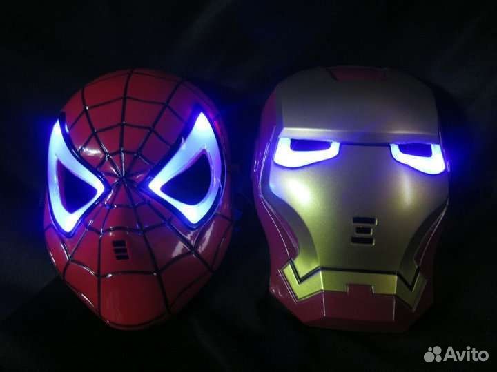Маска светящаяся халк человек паук железный чел