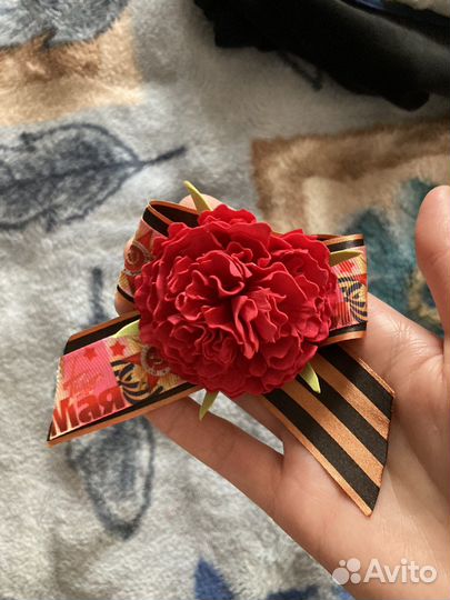 Памятная георгиевская лента брошь гвоздика