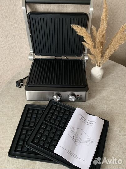 Электрогриль / Вафельница 2 в 1 / Новый