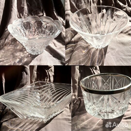 Ваза конфетница салатник хрусталь винтаж СССР