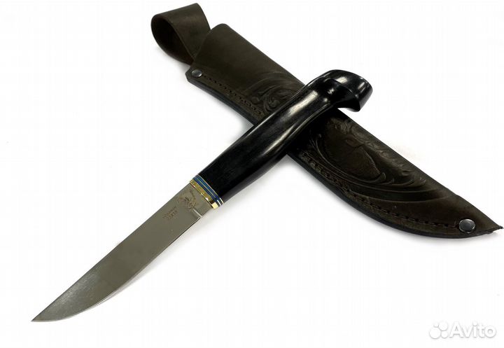 Финский нож Пуукко, кованая 95х18, черный граб