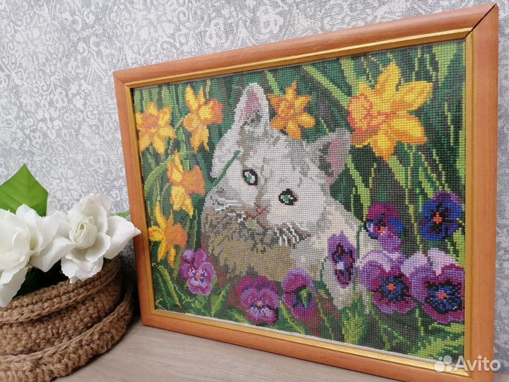 Картина вышитая крестом ручная работа 33*26