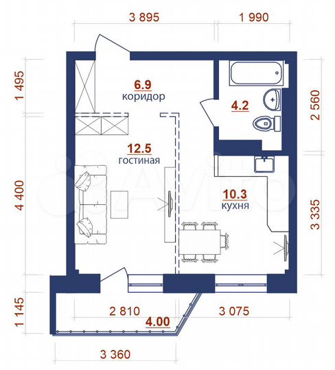 1-к. квартира, 37,9 м², 2/10 эт.