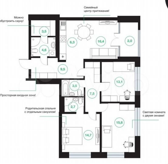 4-к. квартира, 99,6 м², 3/25 эт.