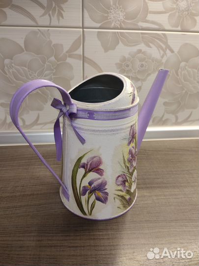 Лейка Икеа,декупаж Ирисы,новая