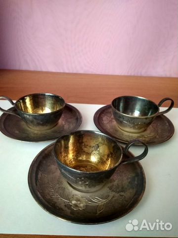 Чашка с блюдцем, мельхиор.СССР