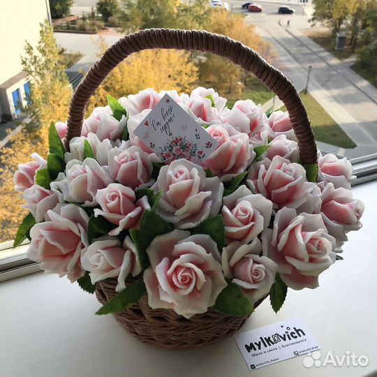 Большие мыльные композиции в корзинках