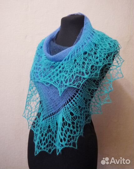 Шаль фишю паутинка, 100% шерсть ручная работа