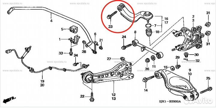 Сайлентблок заднего верхнего рычага Honda Elysion