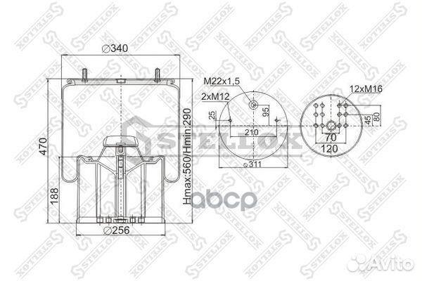 Пневмоподушки подвескиstellox 9008814SX Stellox