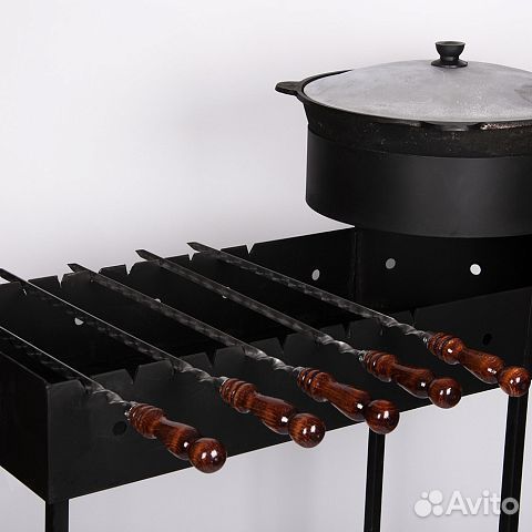 Мангал 3 мм с очагом, казан 10 л, шампура 10 штук