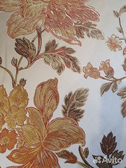 Ткань жаккардовая Цветы беж