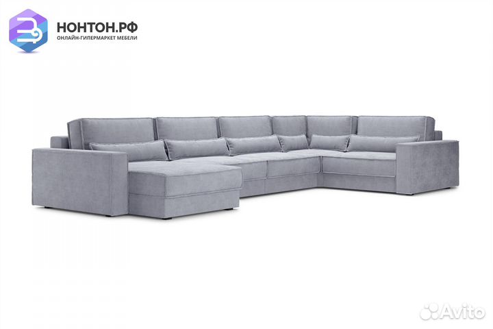 Диван п-образный тик-так Сохо серый
