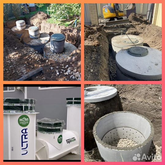 Копка септика из Жби колец под ключ. Биостанция на