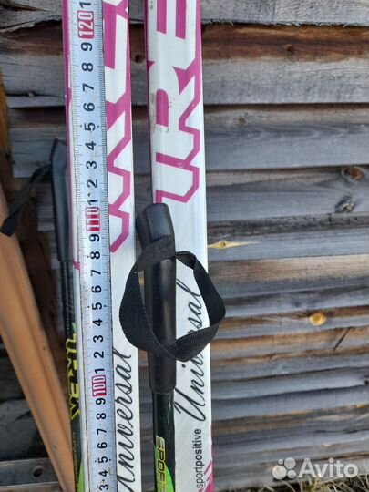 Лыжи детские 150 см, палки 110 см