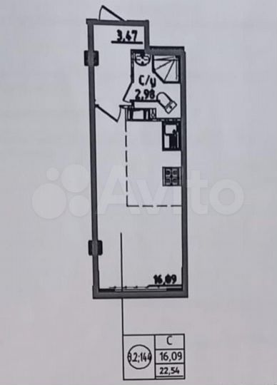 Квартира-студия, 22,5 м², 9/18 эт.