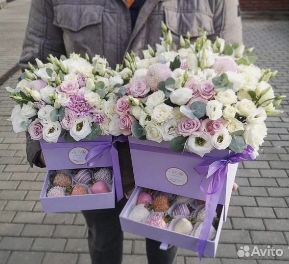 Цветы букеты клубника в шоколаде