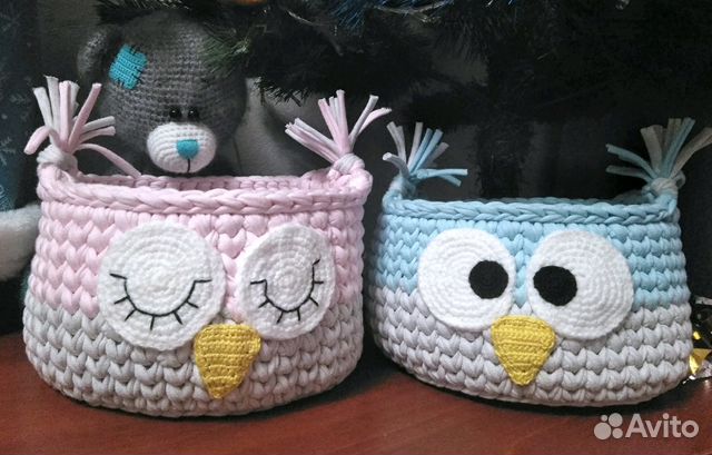 Корзинки из трикотажной пряжи на заказ