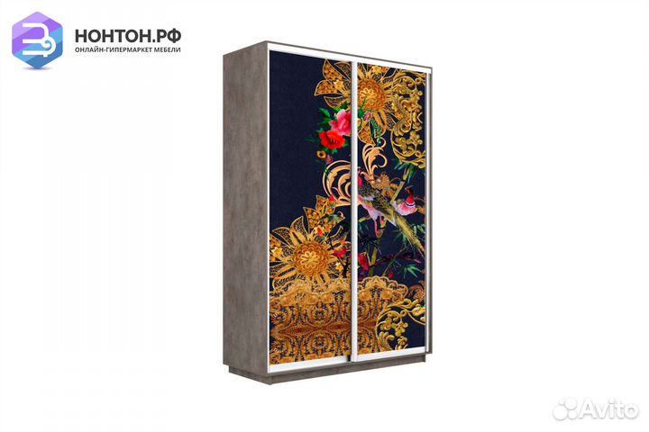 Шкаф-купе 2-х дверный Нонтон фото №1013 / бетон