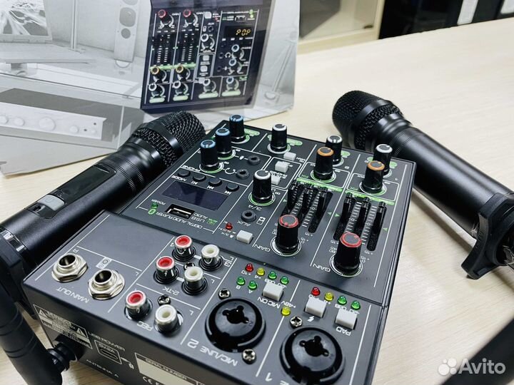 Комплект караоке система микшер с микрофонами