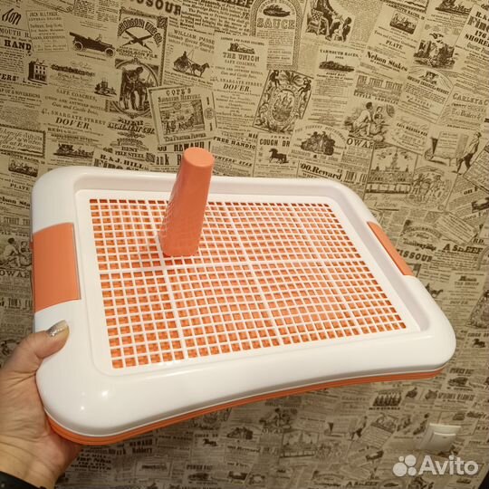 Лоток, туалет для собак с сеткой и столбиком