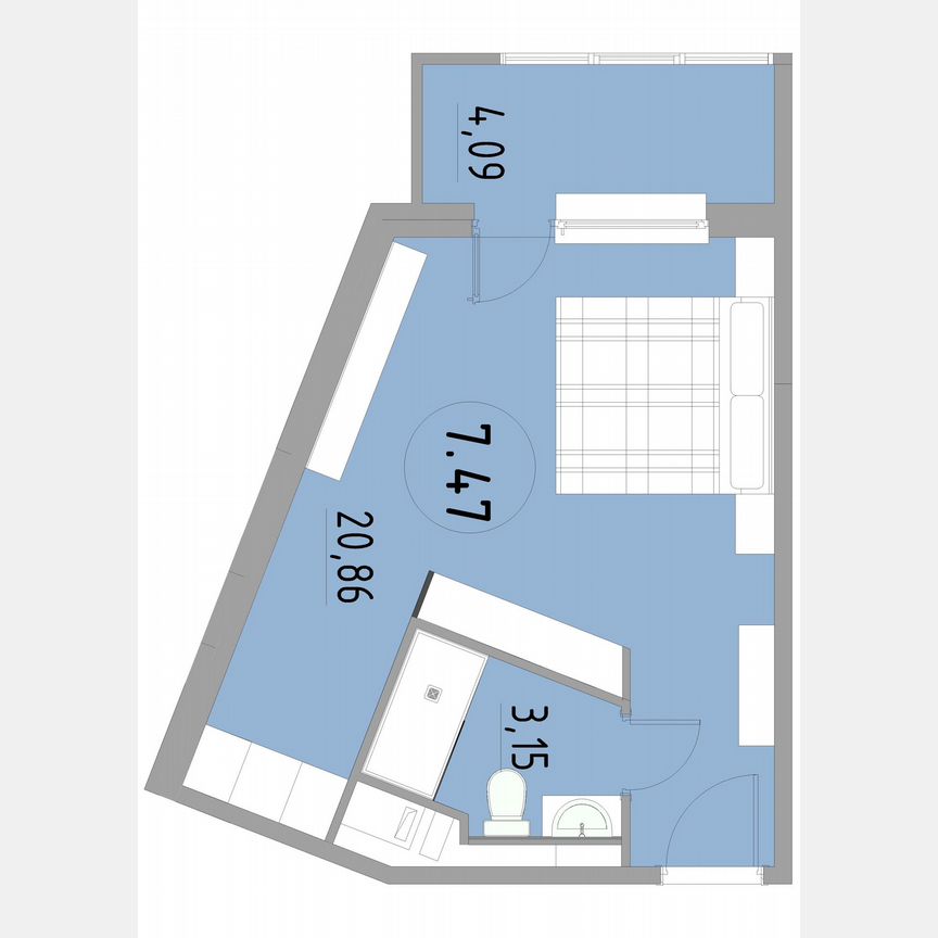 1-к. апартаменты, 28,2 м², 7/13 эт.