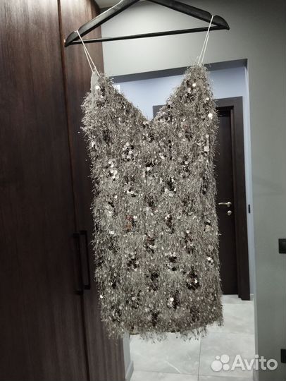 Zara (s) платье комбинация в пайетках