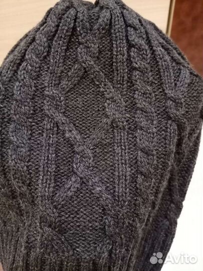 Женская шапка-бини, новая,серо-черная