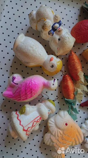 Ватные Пластиковые Пенопласт елочные игрушки СССР