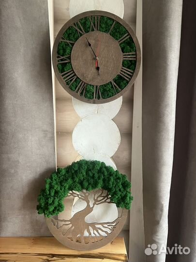 Мох стабилизированный / часы / дерево жизни