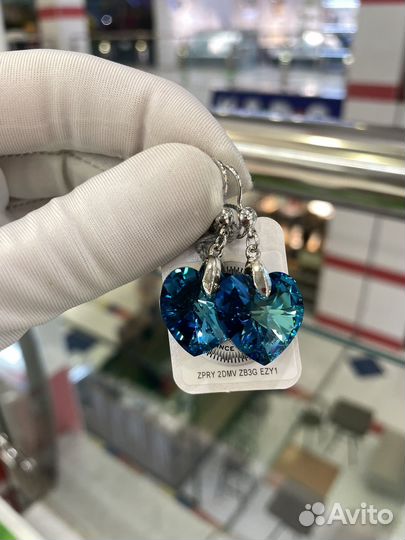 Серьги сердечки кристаллы Swarovski