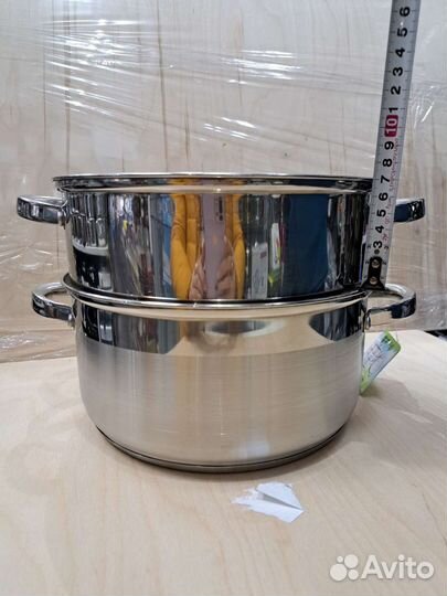 Мантоварка нерж. 24см, индукция, стекл.крышка